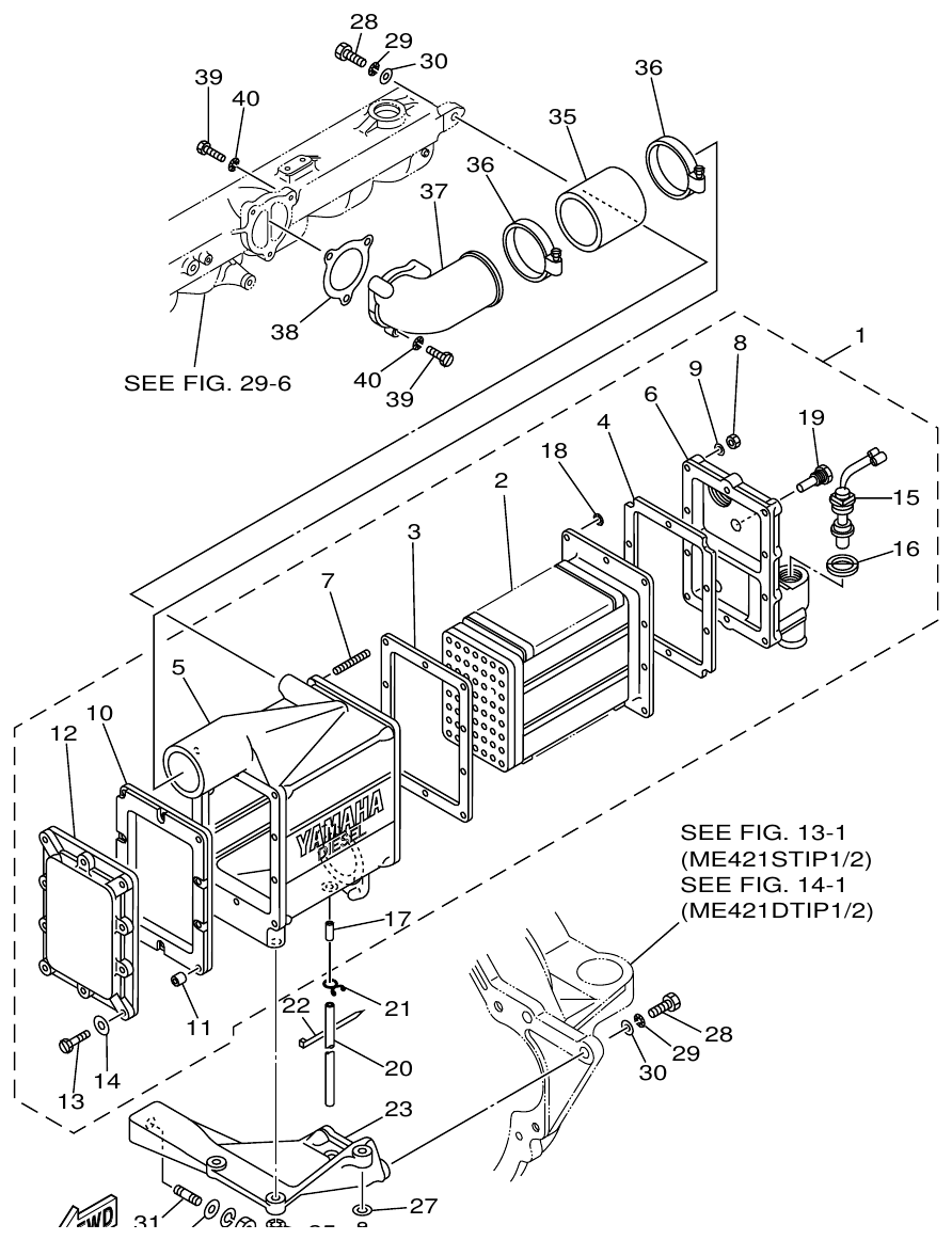 Yamaha ME421STI AIR COOLER parts diagram