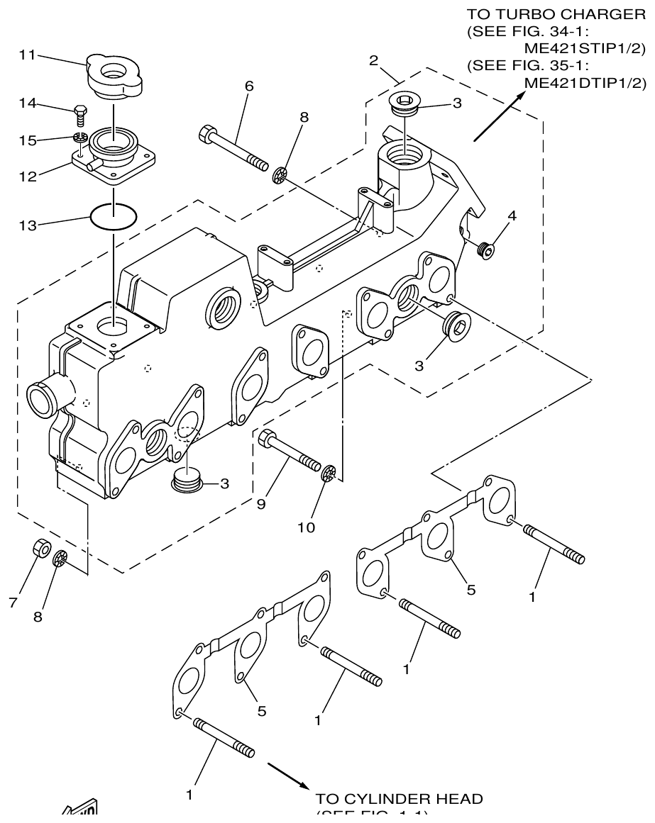 Yamaha ME421STI EXHAUST 1 parts diagram