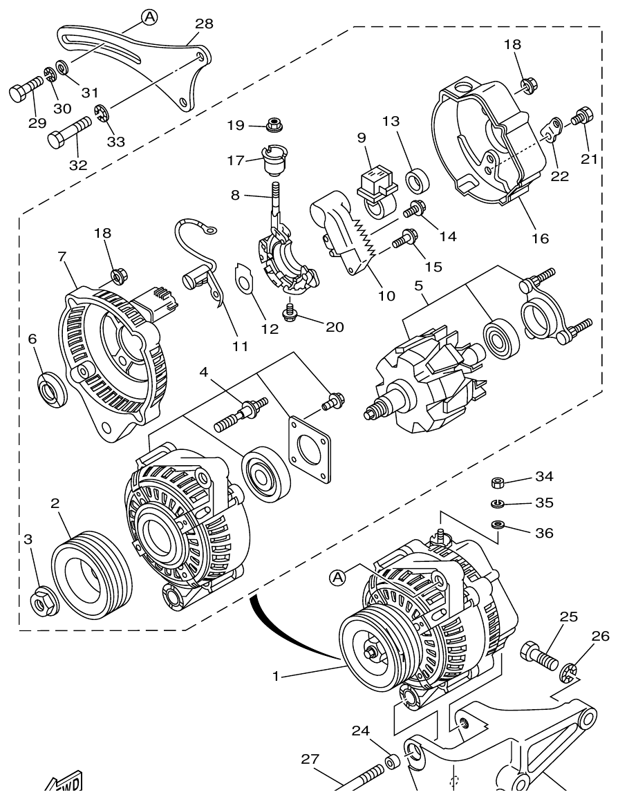 Yamaha ME421STI GENERATOR parts diagram