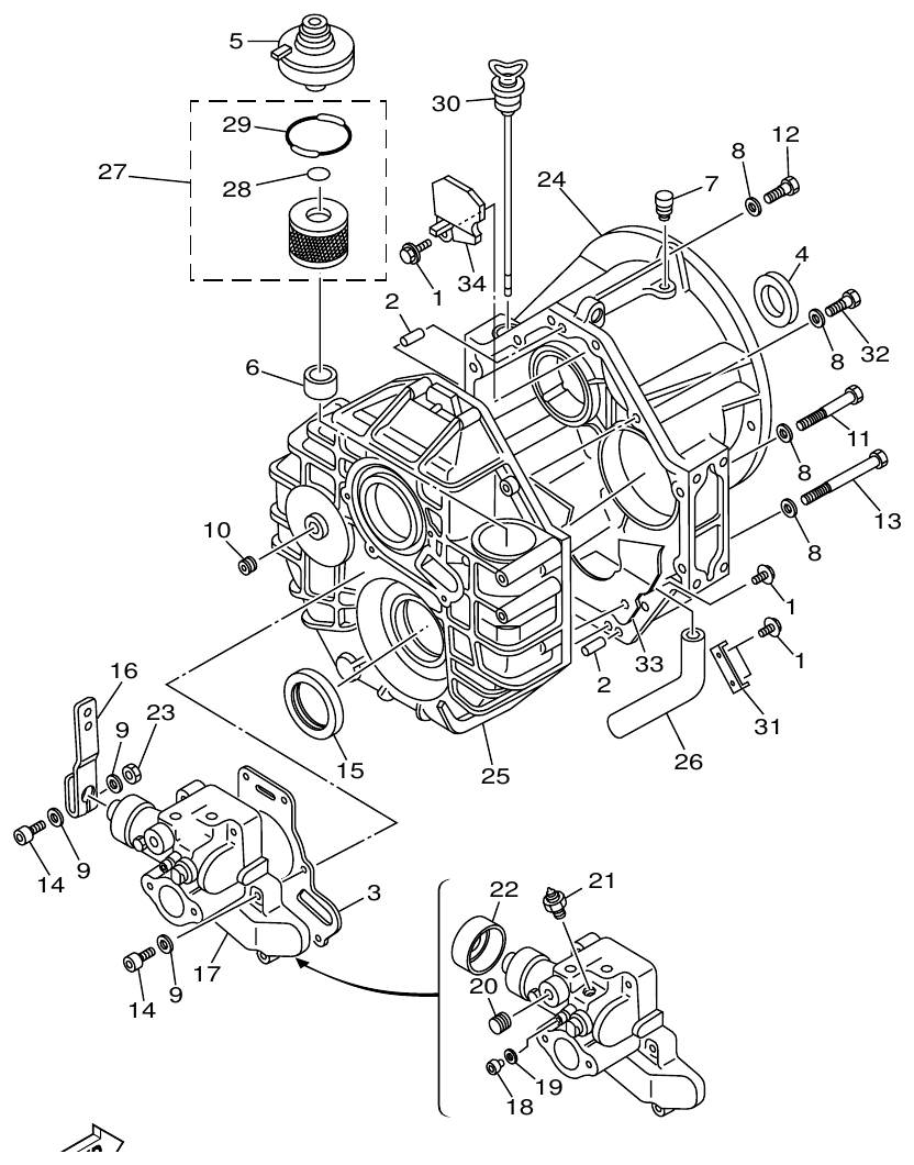 Yamaha ME421STI TRANSMISSION 1 (HOUSING:ME421DTIP1/DTIP2) parts diagram