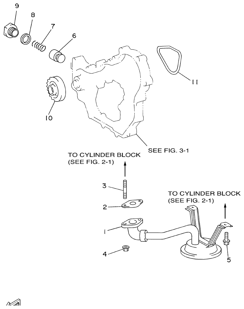 Yamaha ME421STI OIL PUMP parts diagram