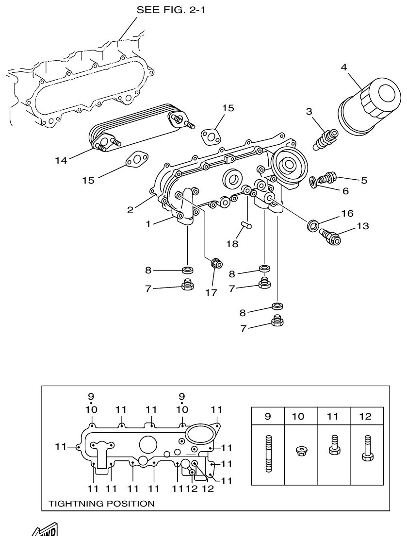 Yamaha ME421STI OIL FILTER. COOLER parts diagram