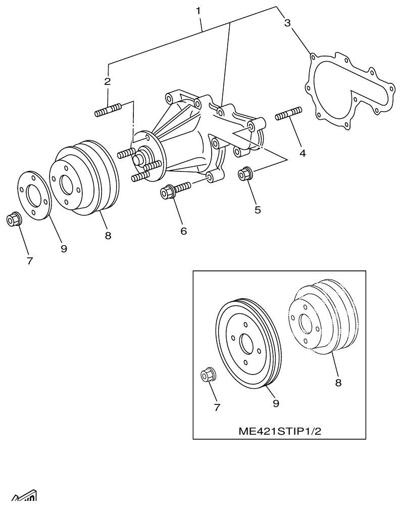 Yamaha ME421STI WATER PUMP (CIRCULATION) parts diagram
