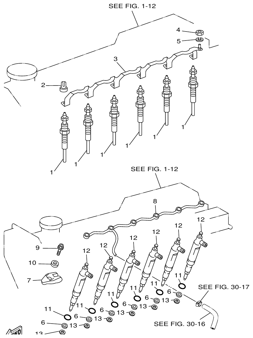 Yamaha ME421STI GLOW PLUG, INJECTION NOZZLE parts diagram
