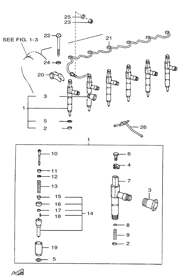 Yamaha ME432STIP1 INJECTION NOZZLE parts diagram