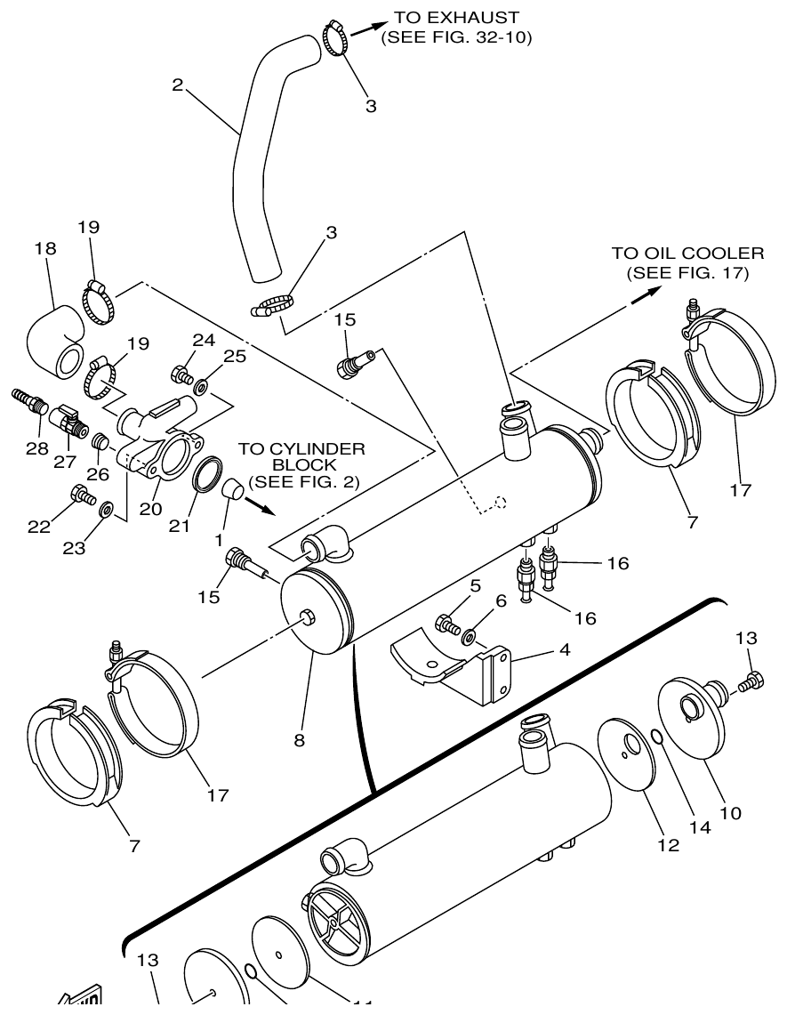 Yamaha ME432STIP1 WATER COOLER parts diagram