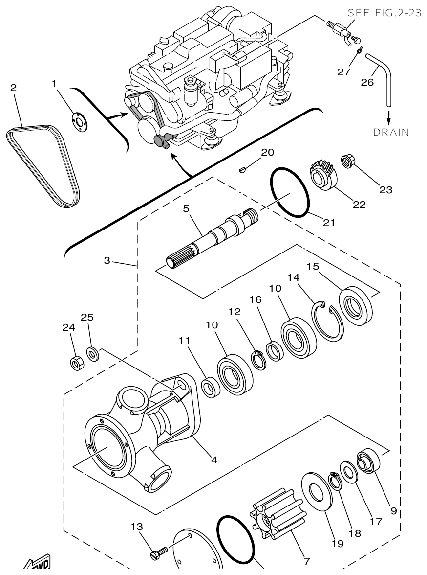 Yamaha ME432STIP1 WATER PUMP FOR SEA WATER parts diagram