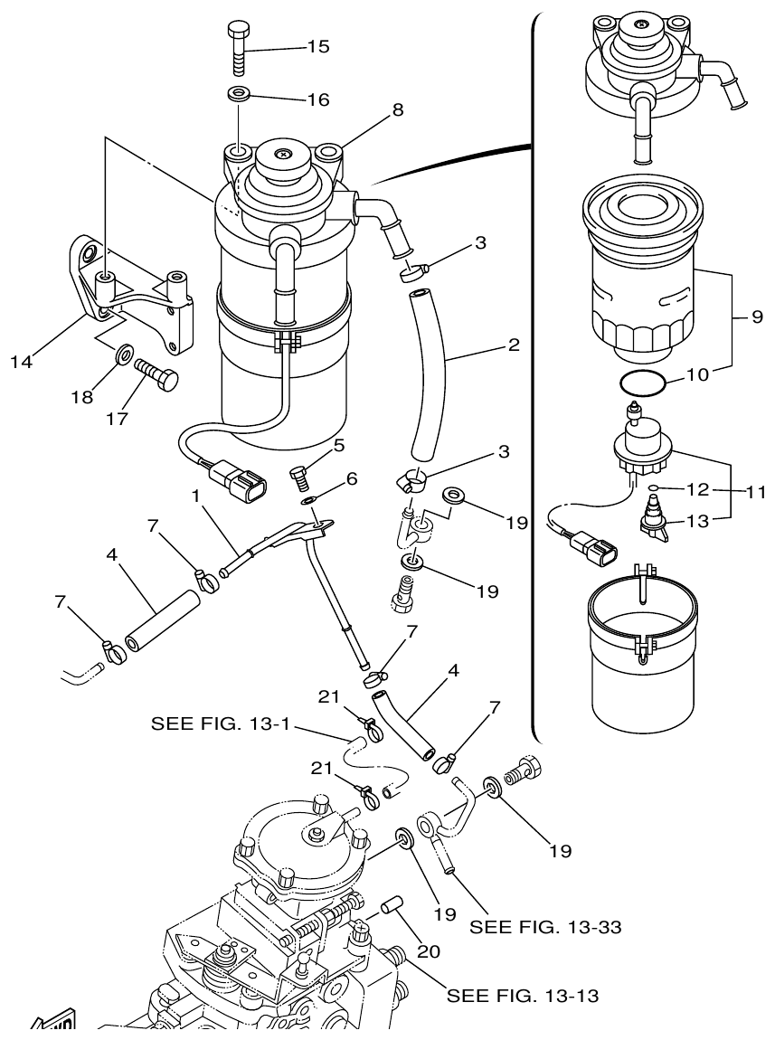 Yamaha ME432STIP2 FUEL FILTER parts diagram