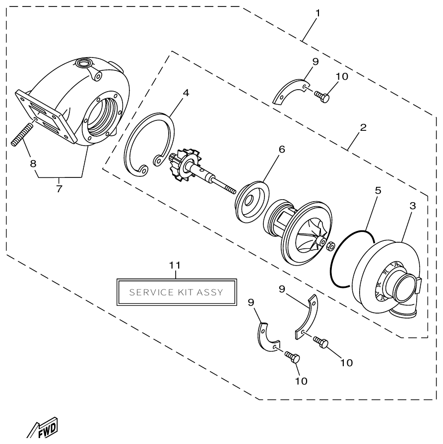 Yamaha ME432STIP2 TURBO SUPERCHARGER ASSY parts diagram