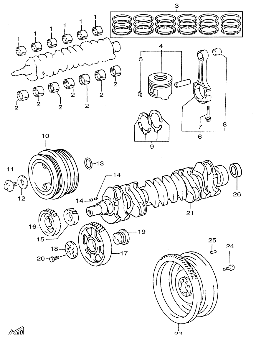 Yamaha ME432STIP2 CRANKSHAFT & PISTON parts diagram
