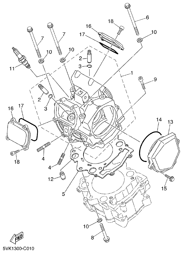 Yamaha MT-03 CYLINDER HEAD parts diagram