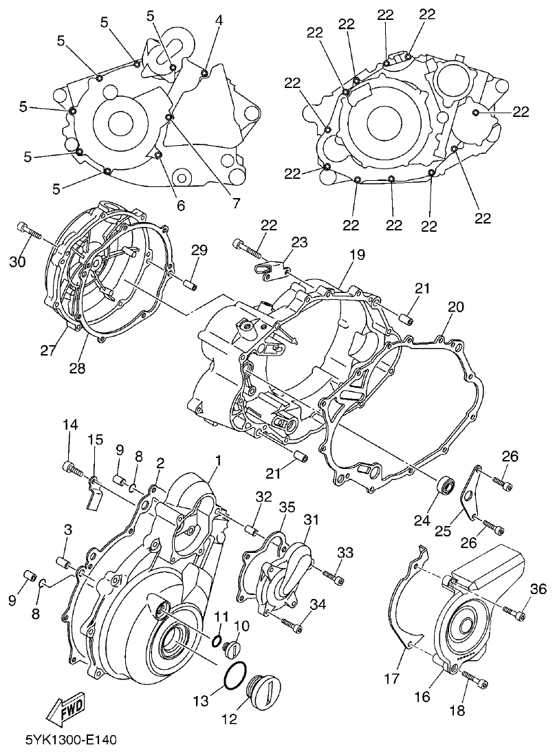 Yamaha MT-03 CRANKCASE COVER 1 parts diagram