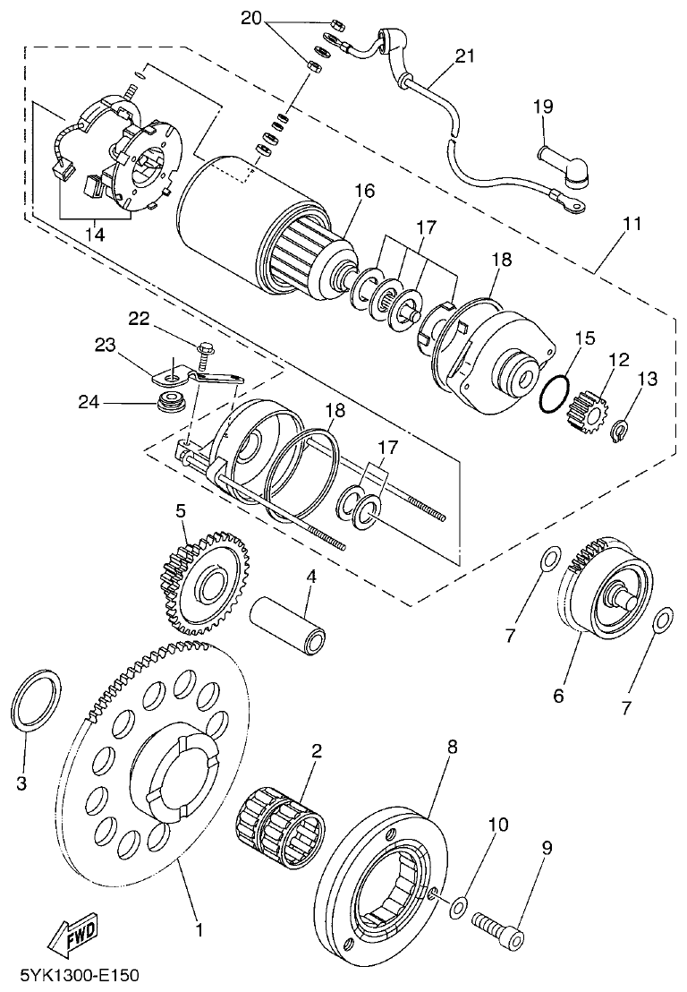 Yamaha MT-03 STARTER parts diagram