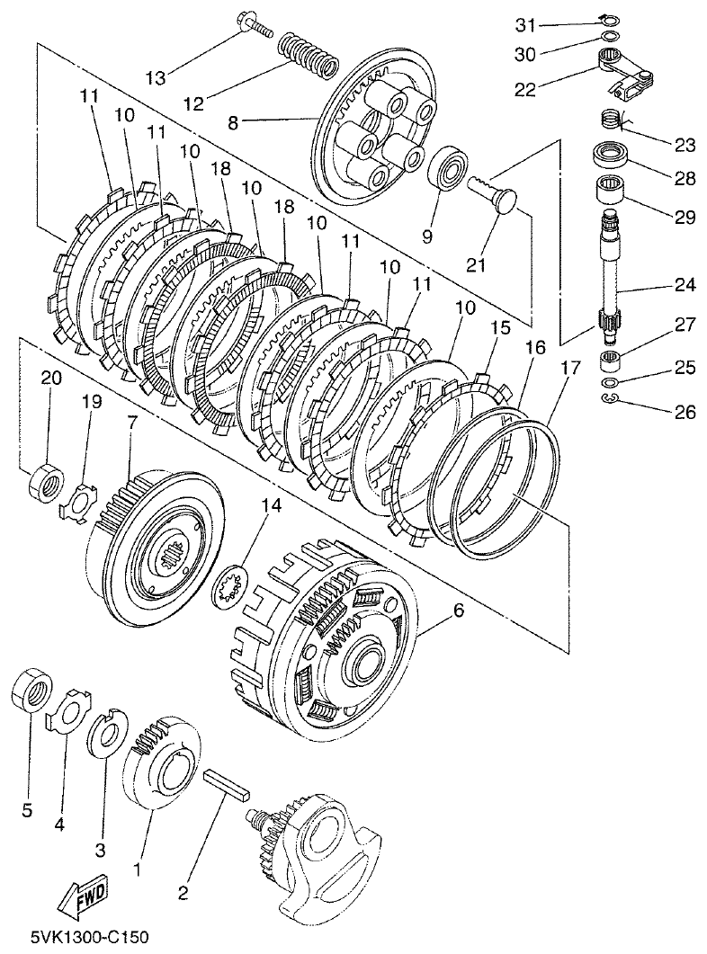 Yamaha MT-03 CLUTCH parts diagram