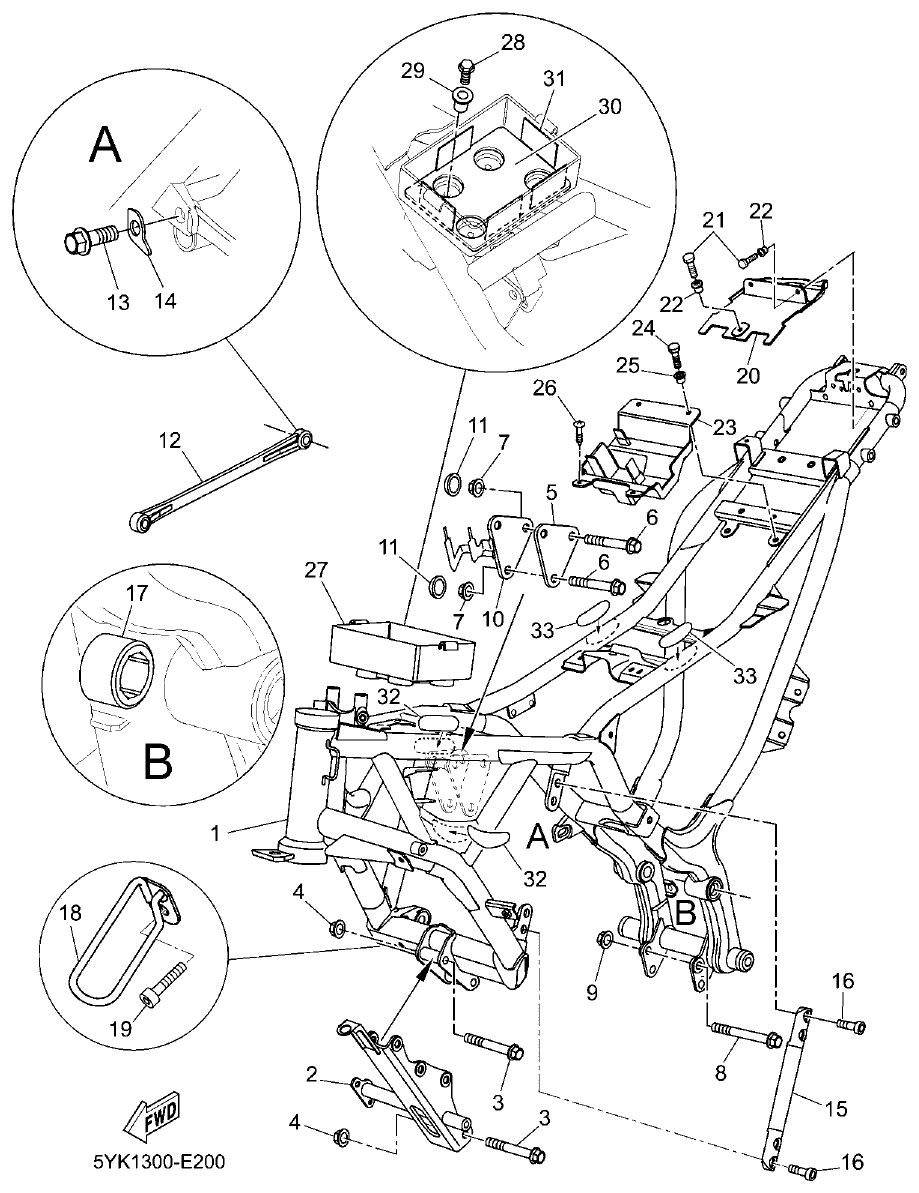 Yamaha MT-03 FRAME parts diagram