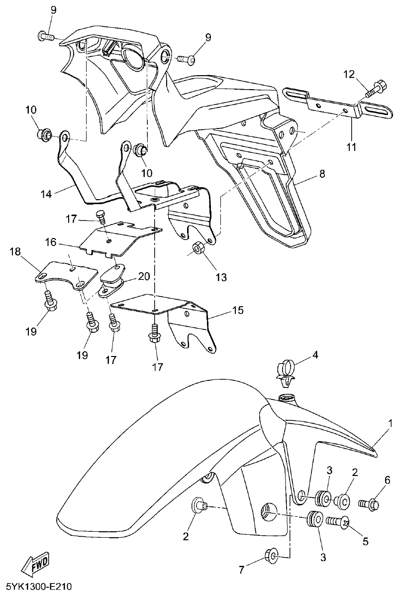 Yamaha MT-03 FENDER parts diagram