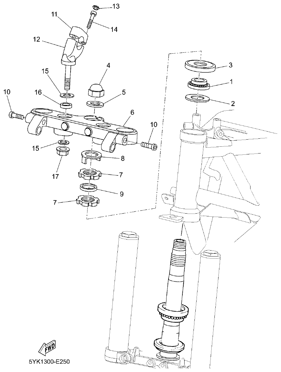 Yamaha MT-03 STEERING parts diagram