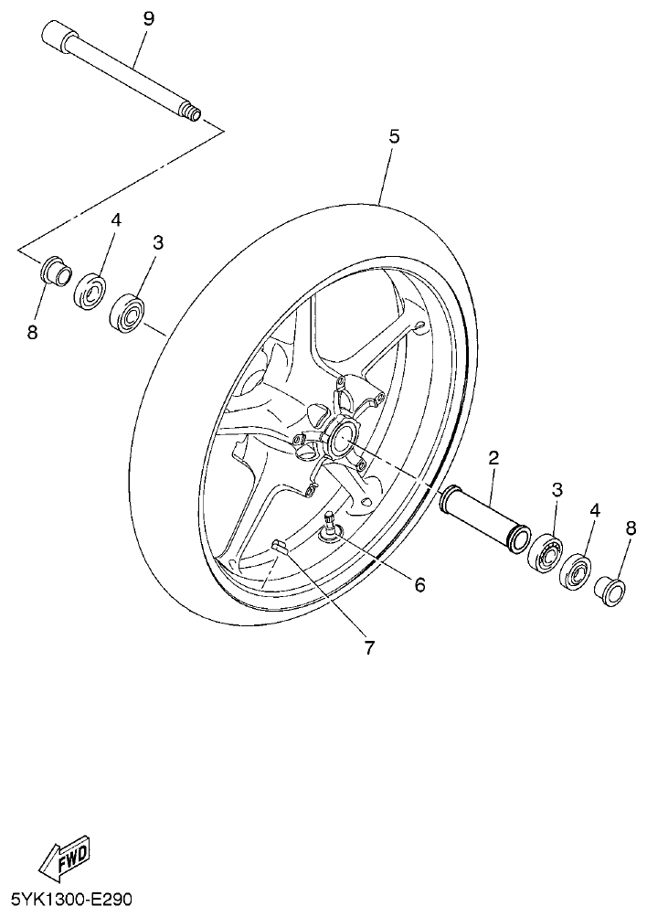 Yamaha MT-03 FRONT WHEEL parts diagram