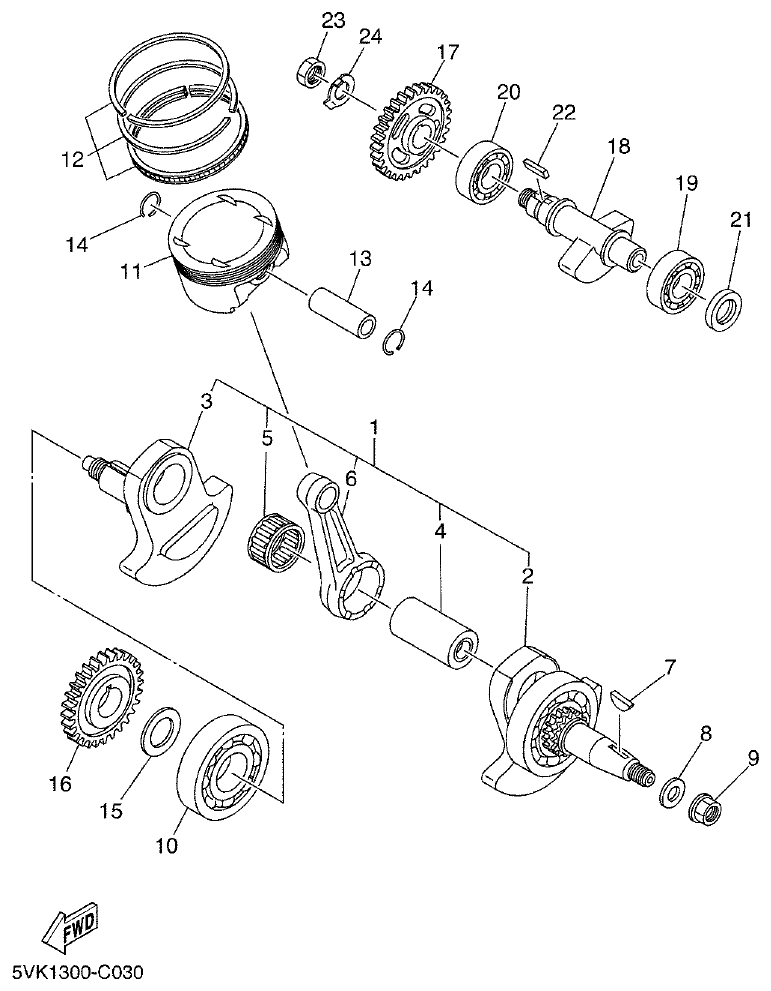 Yamaha MT-03 CRANKSHAFT & PISTON parts diagram