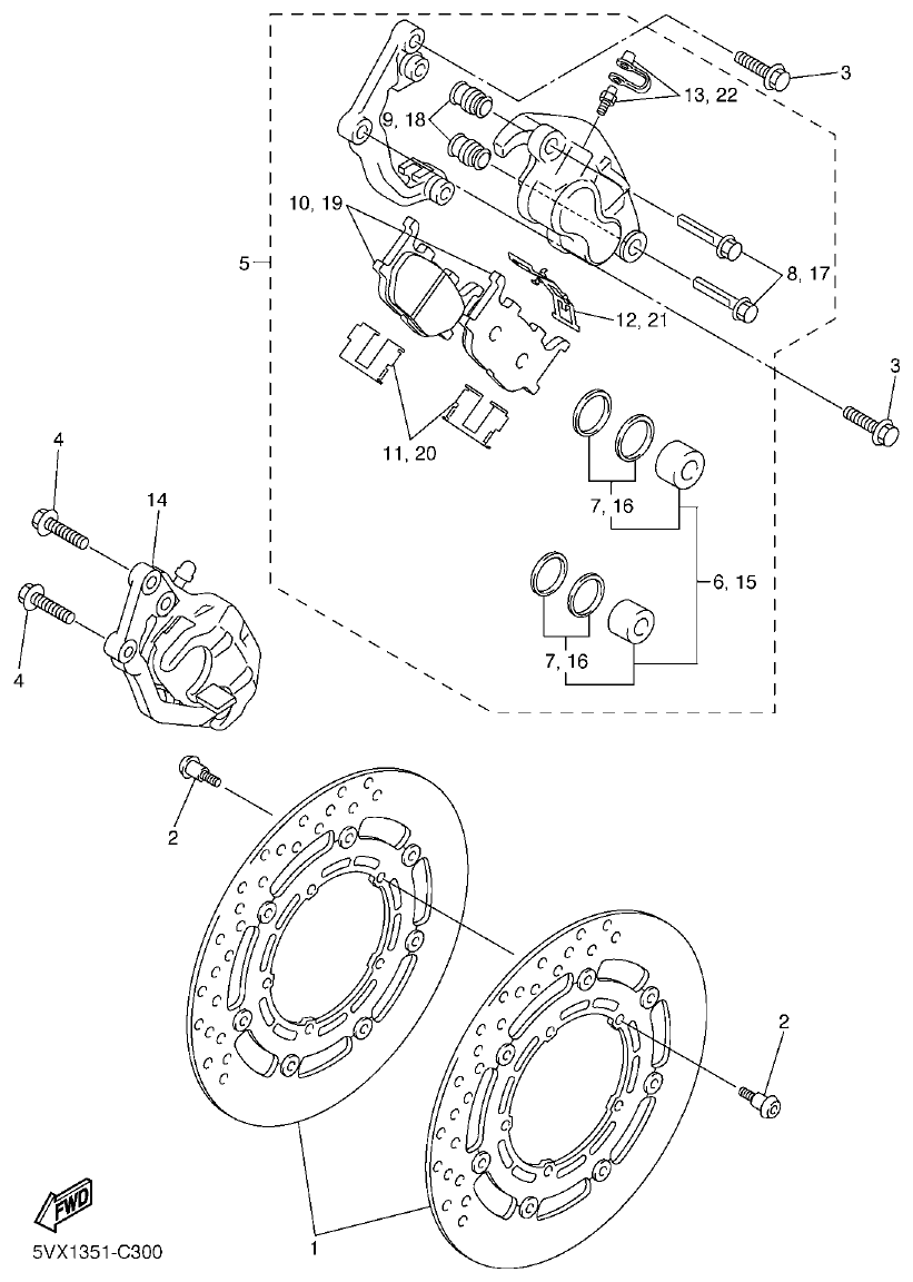 Yamaha MT-03 FRONT BRAKE parts diagram