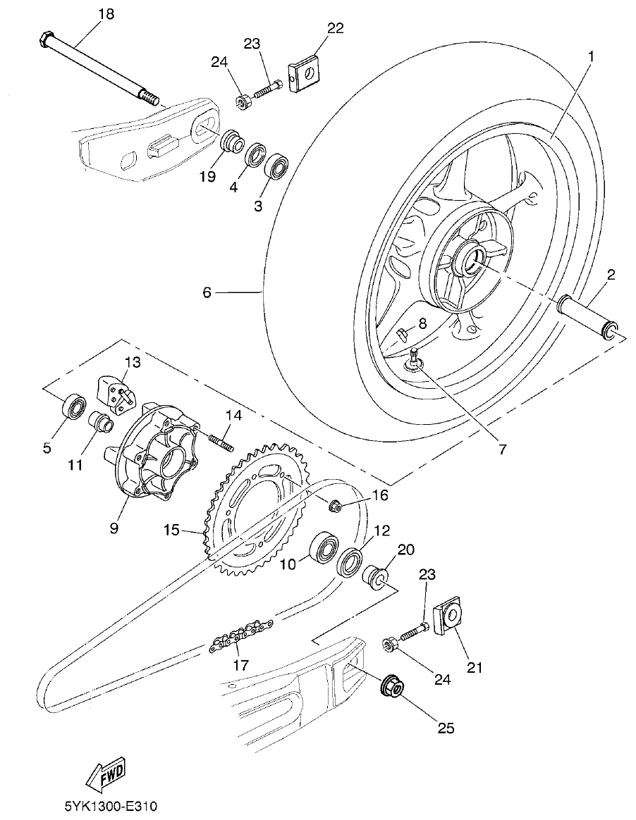 Yamaha MT-03 REAR WHEEL parts diagram