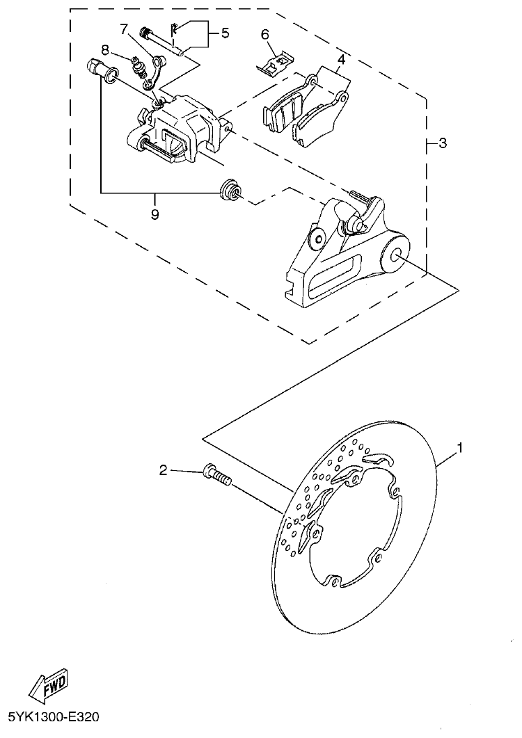 Yamaha MT-03 REAR BRAKE CALIPER parts diagram