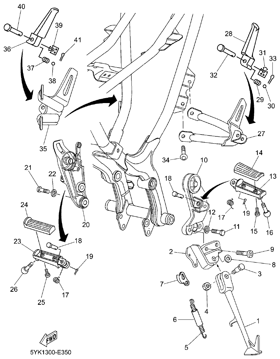 Yamaha MT-03 STAND & FOOTREST parts diagram