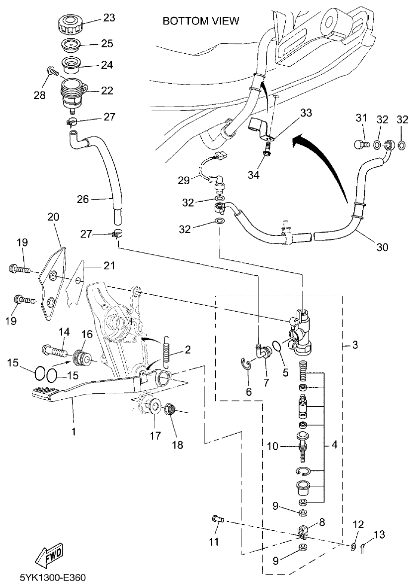 Yamaha MT-03 REAR MASTER CYLINDER parts diagram