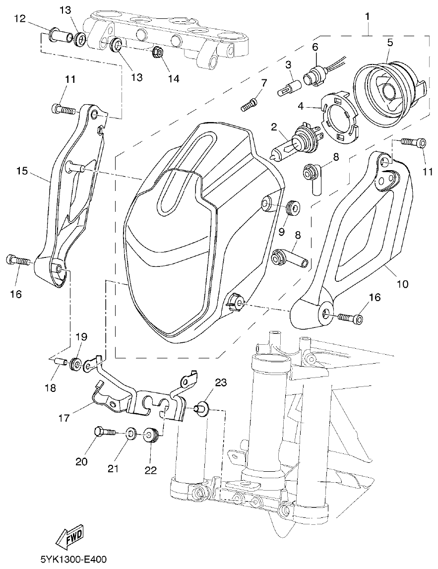 Yamaha MT-03 HEADLIGHT parts diagram