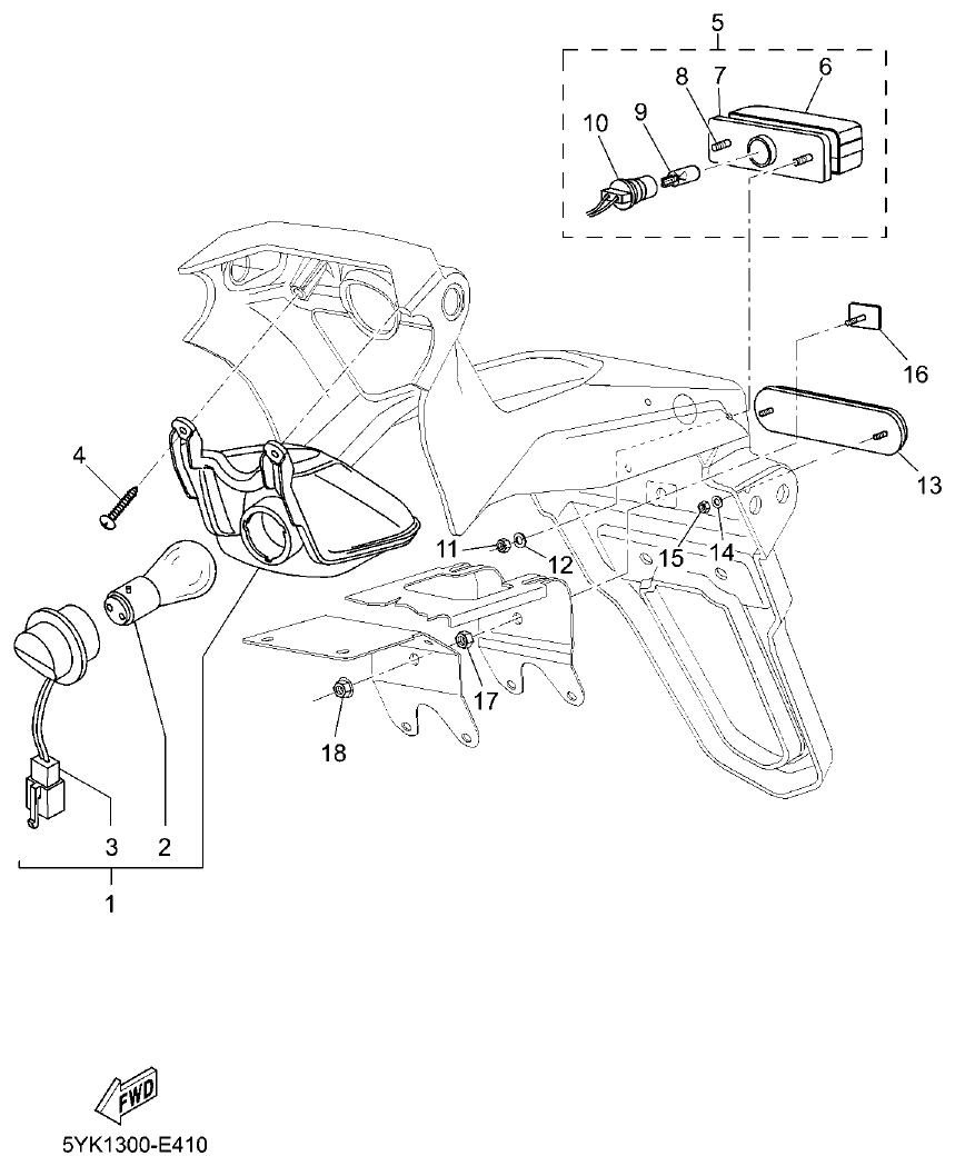 Yamaha MT-03 TAILLIGHT parts diagram