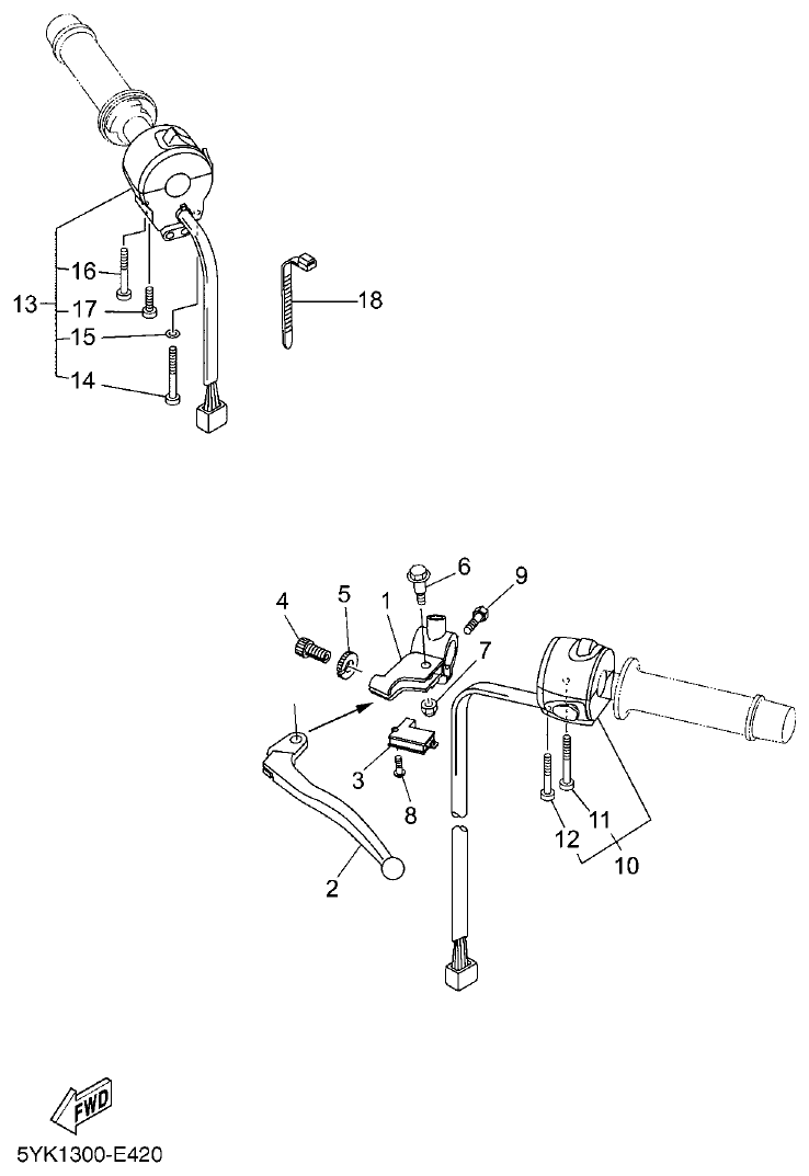Yamaha MT-03 HANDLE SWITCH & LEVER parts diagram