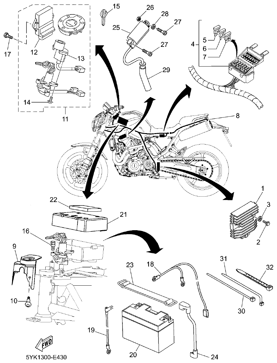 Yamaha MT-03 ELECTRICAL 1 parts diagram