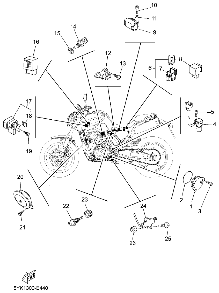 Yamaha MT-03 ELECTRICAL 2 parts diagram