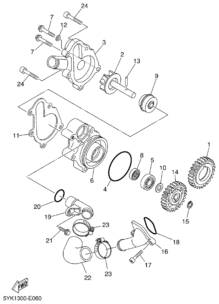 Yamaha MT-03 WATER PUMP parts diagram