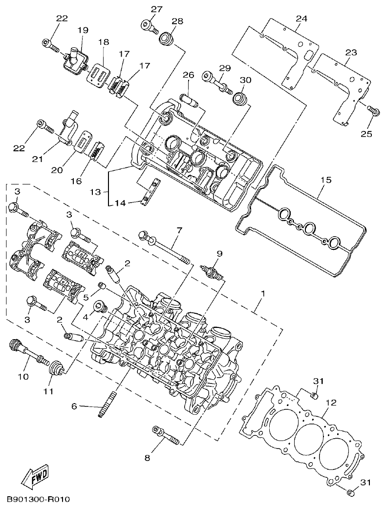 Yamaha MT-09 CYLINDER HEAD parts diagram