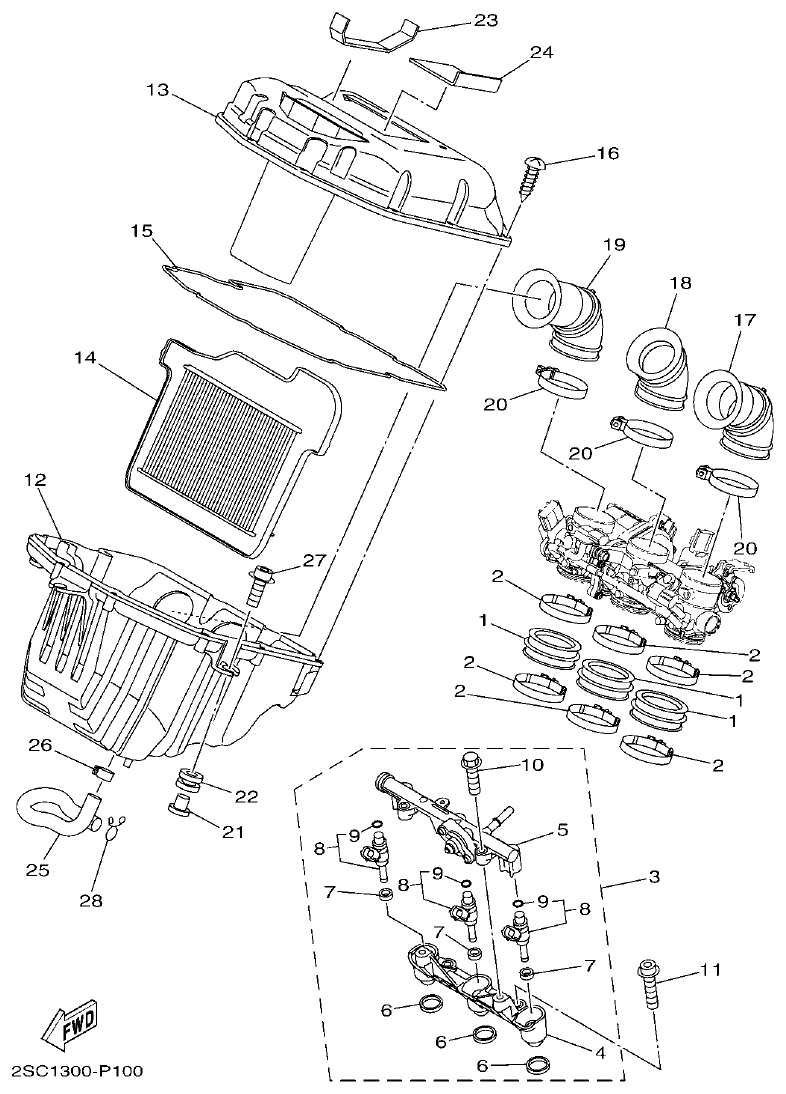 Yamaha MT-09 INTAKE 2 parts diagram