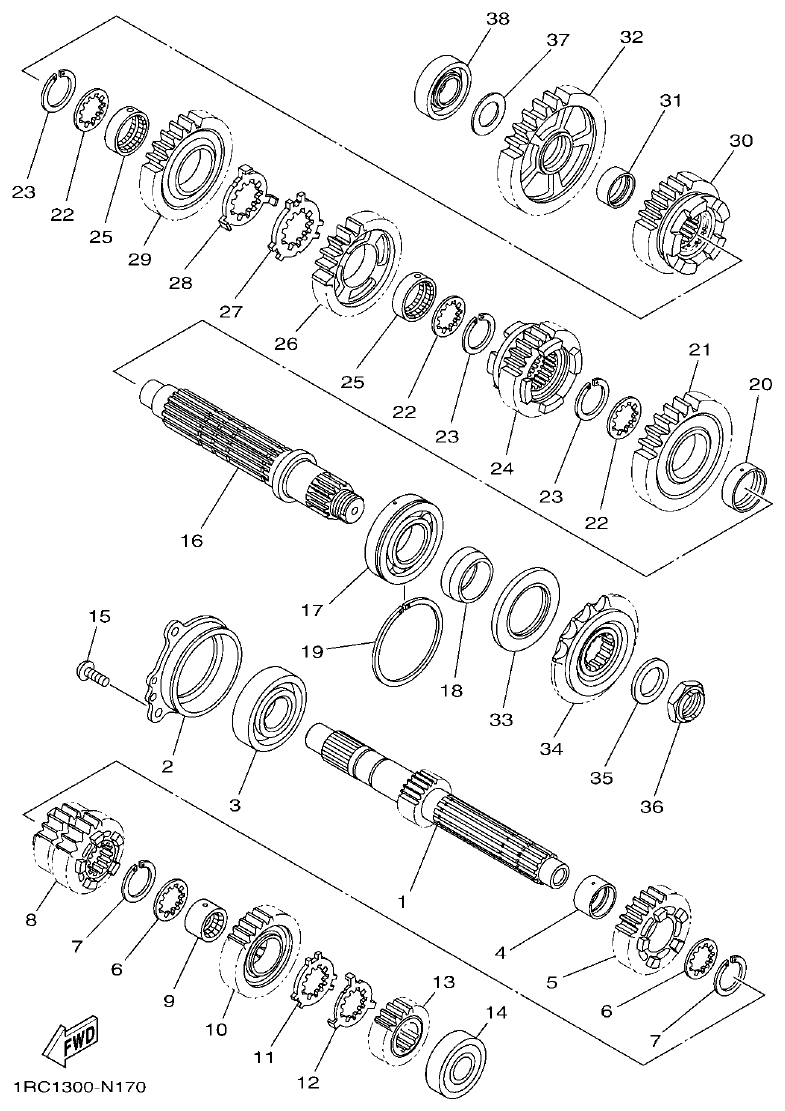 Yamaha MT-09 TRANSMISSION parts diagram