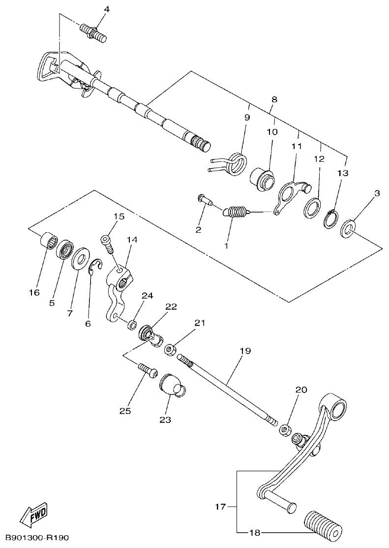 Yamaha MT-09 SHIFT SHAFT parts diagram