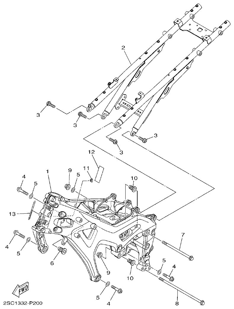 Yamaha MT-09 FRAME parts diagram