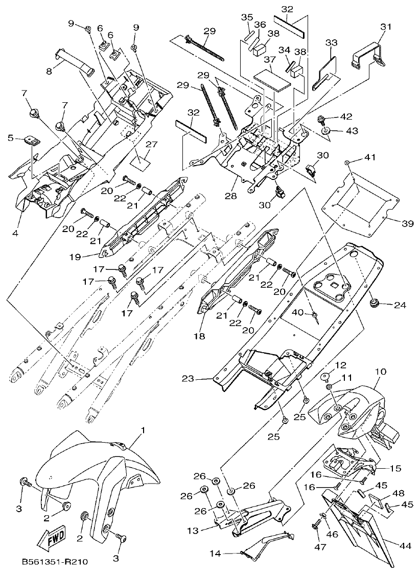 Yamaha MT-09 FENDER parts diagram