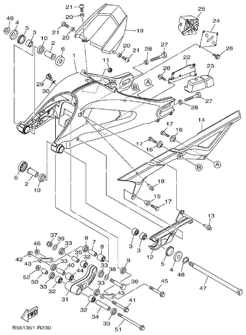 Yamaha MT-09 REAR ARM parts diagram