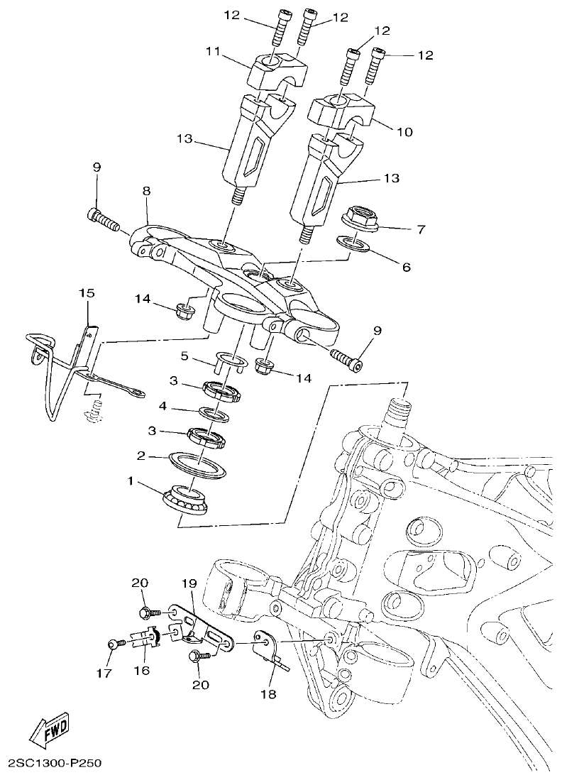 Yamaha MT-09 STEERING parts diagram
