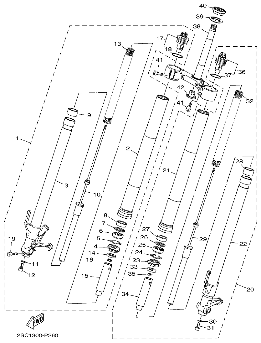Yamaha MT-09 FRONT FORK parts diagram