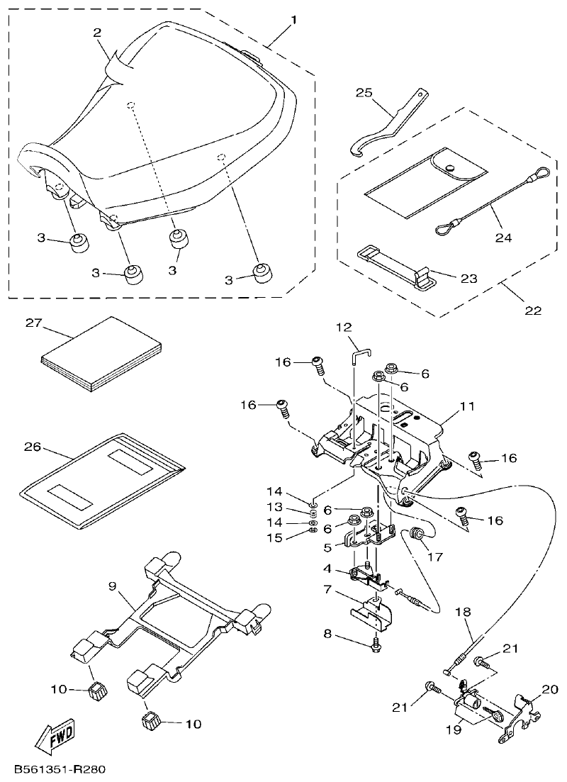 Yamaha MT-09 SEAT parts diagram