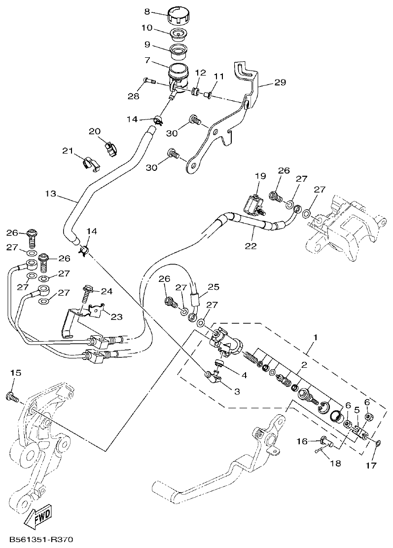 Yamaha MT-09 REAR MASTER CYLINDER parts diagram