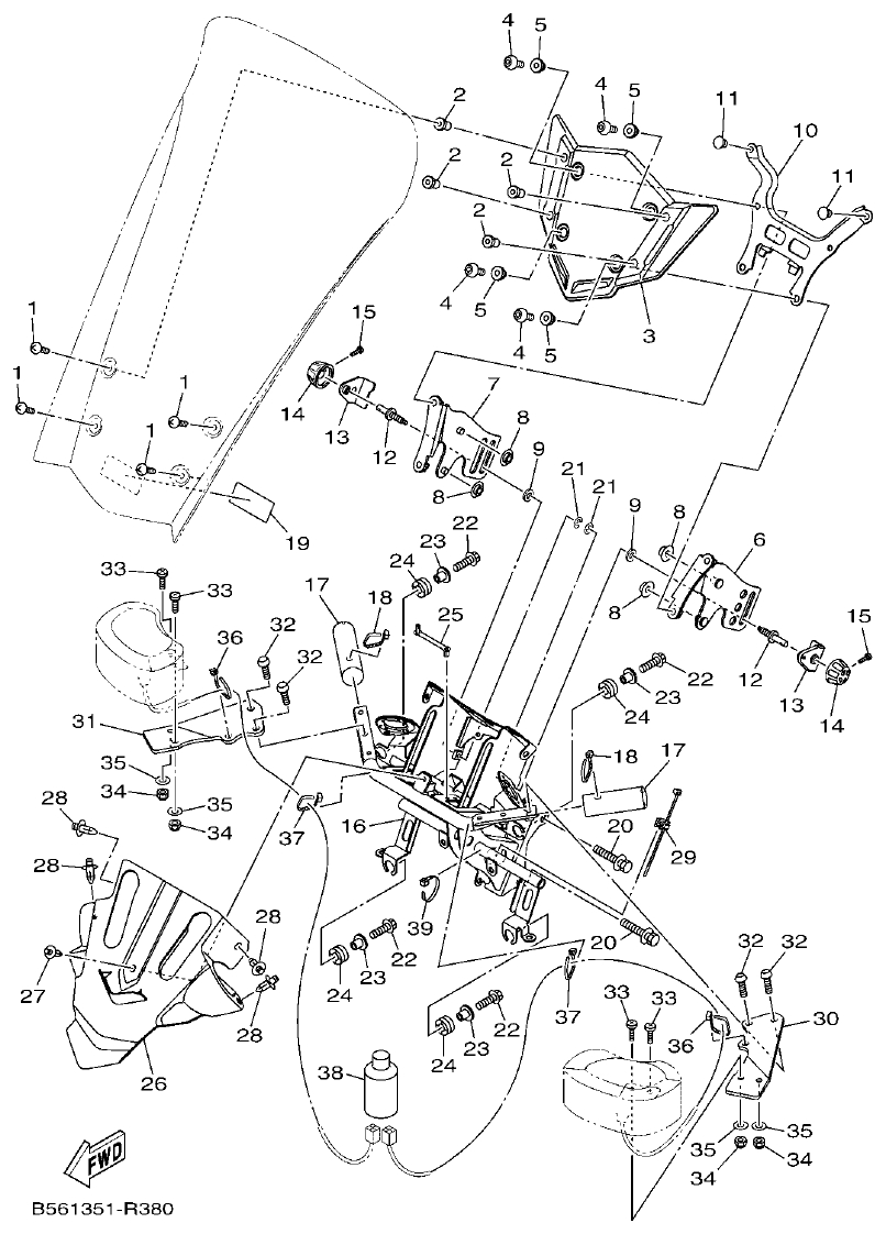 Yamaha MT-09 WINDSHIELD parts diagram