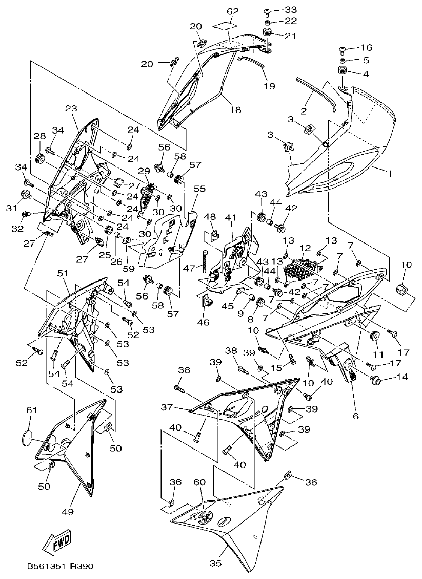 Yamaha MT-09 COWLING parts diagram