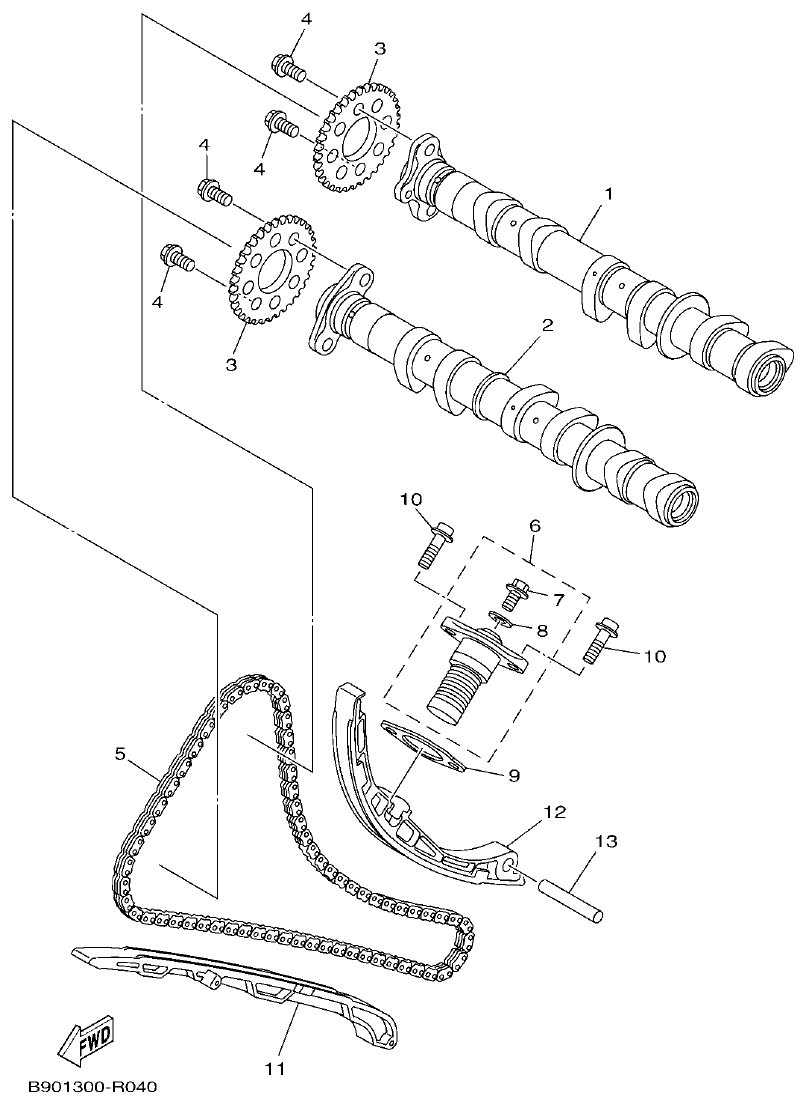 Yamaha MT-09 CAMSHAFT & CHAIN parts diagram