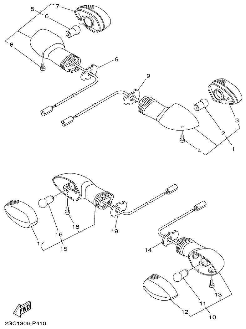 Yamaha MT-09 FLASHER LIGHT parts diagram