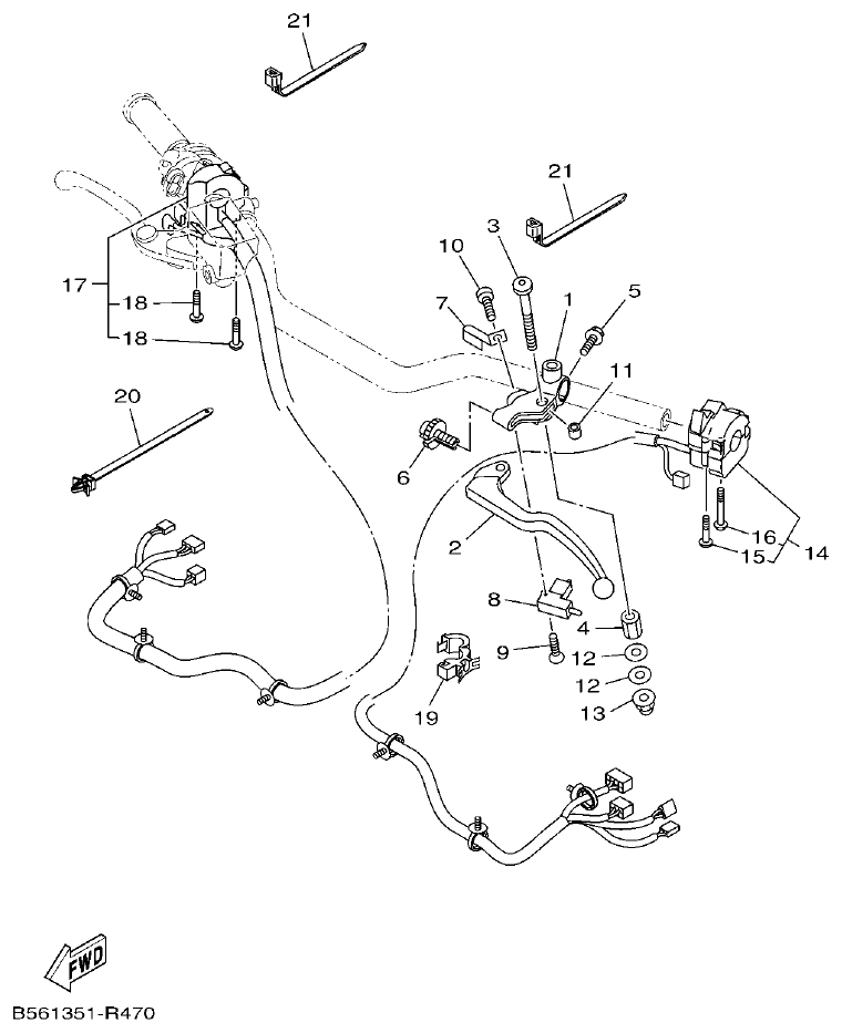 Yamaha MT-09 HANDLE SWITCH & LEVER parts diagram